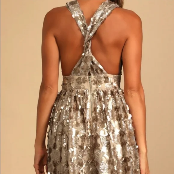 Lulu's Gold Got That Glam Sequined Dress - Picture 4 of 16